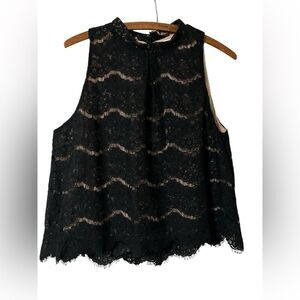 Love Fire Women's Mock Neck Lace Tank Top Black Size L